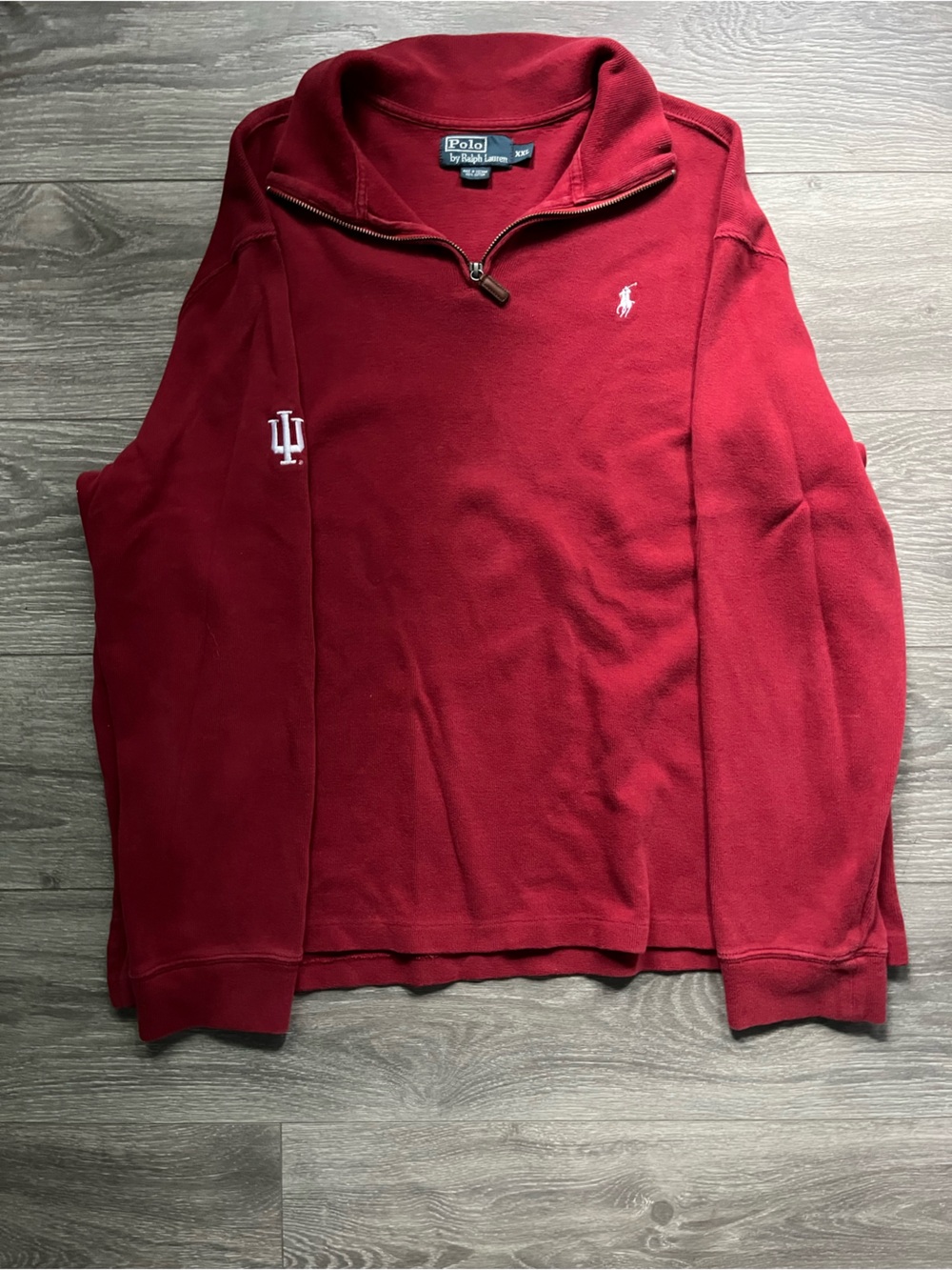 Polo Ralph Lauren Red Indiana U Cotton Long Sleeve Quarter Zip Sweater Men’s XXL